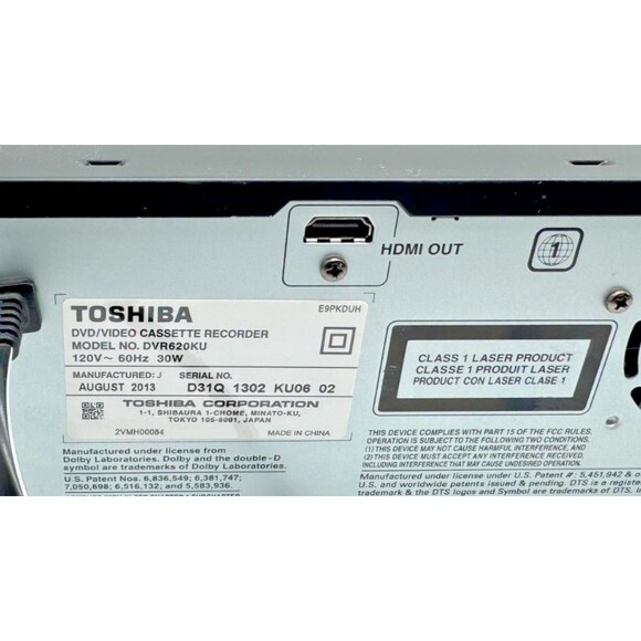 Toshiba DVR620KU Dolby DTS HDMI Combo VHS Recorder DVD Player - No Remote - EUC - Picture 5 of 6